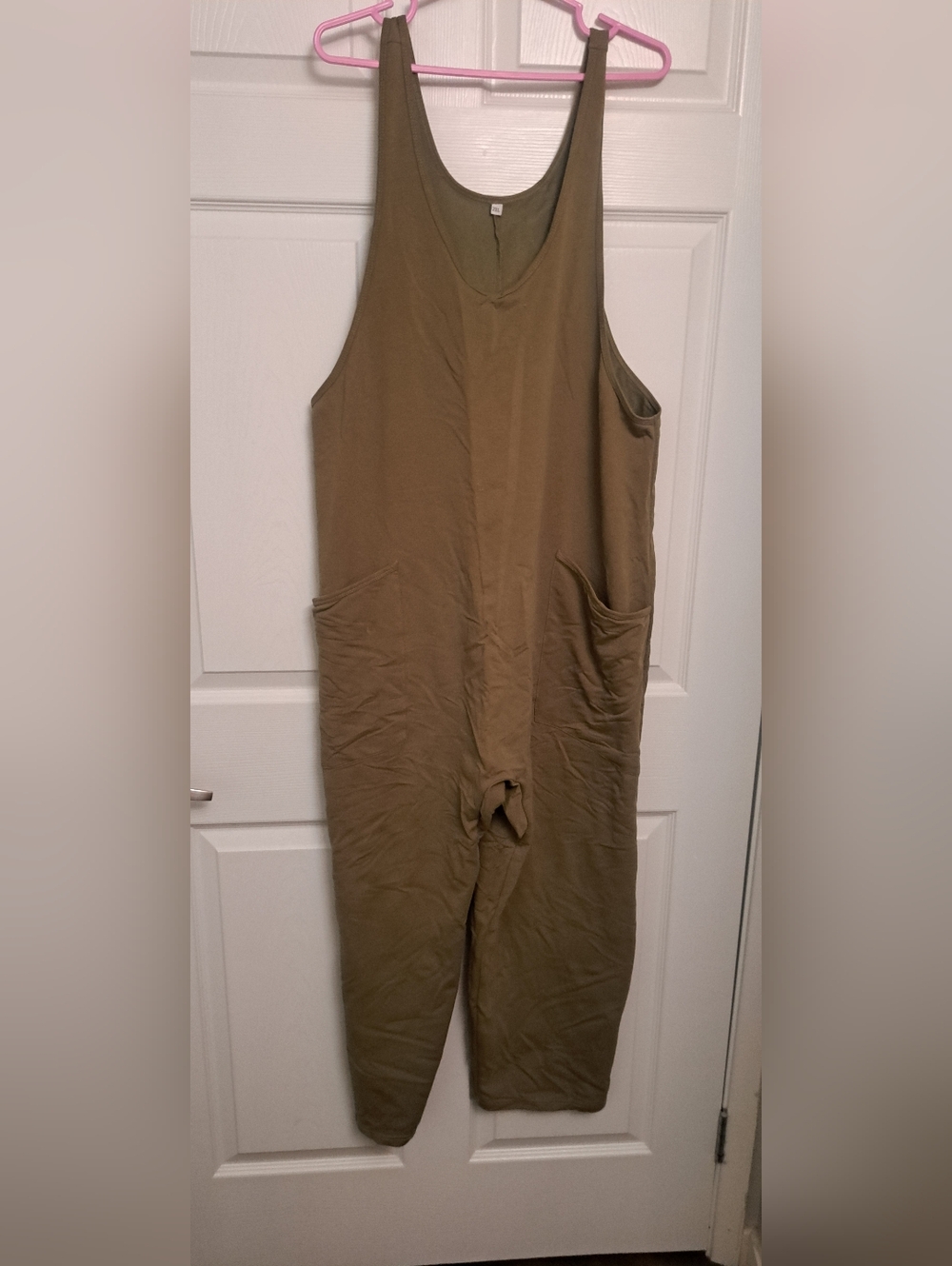 Sleeveless Olive Jumpsuit Romper 2XL with Front Pockets